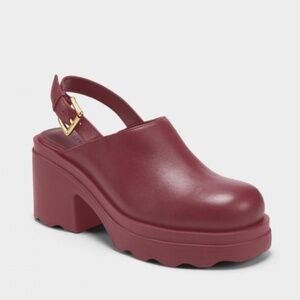 Aerosoles Violetta Women's Platform Clog Burgundy Leather Size 9.5